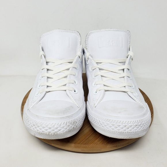 Converse All Star Madison‎ OX Sneakers Womens 10 White Leather Lace Up Shoes - Picture 3 of 13